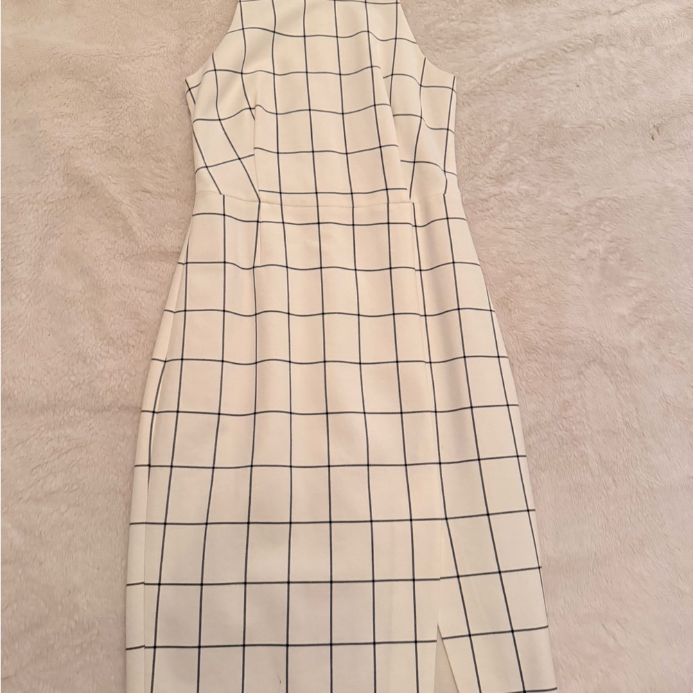 Banana Republic White Dress with Black Windowpane Grid - Picture 3 of 3